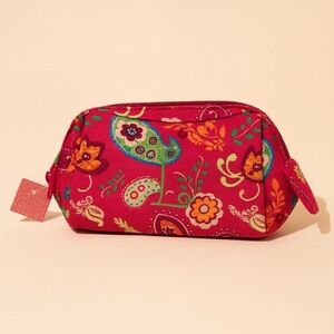 Boho Quilted Cosmetic Floral  ‘L’ Pink Women's Bag Paisley Zip Case